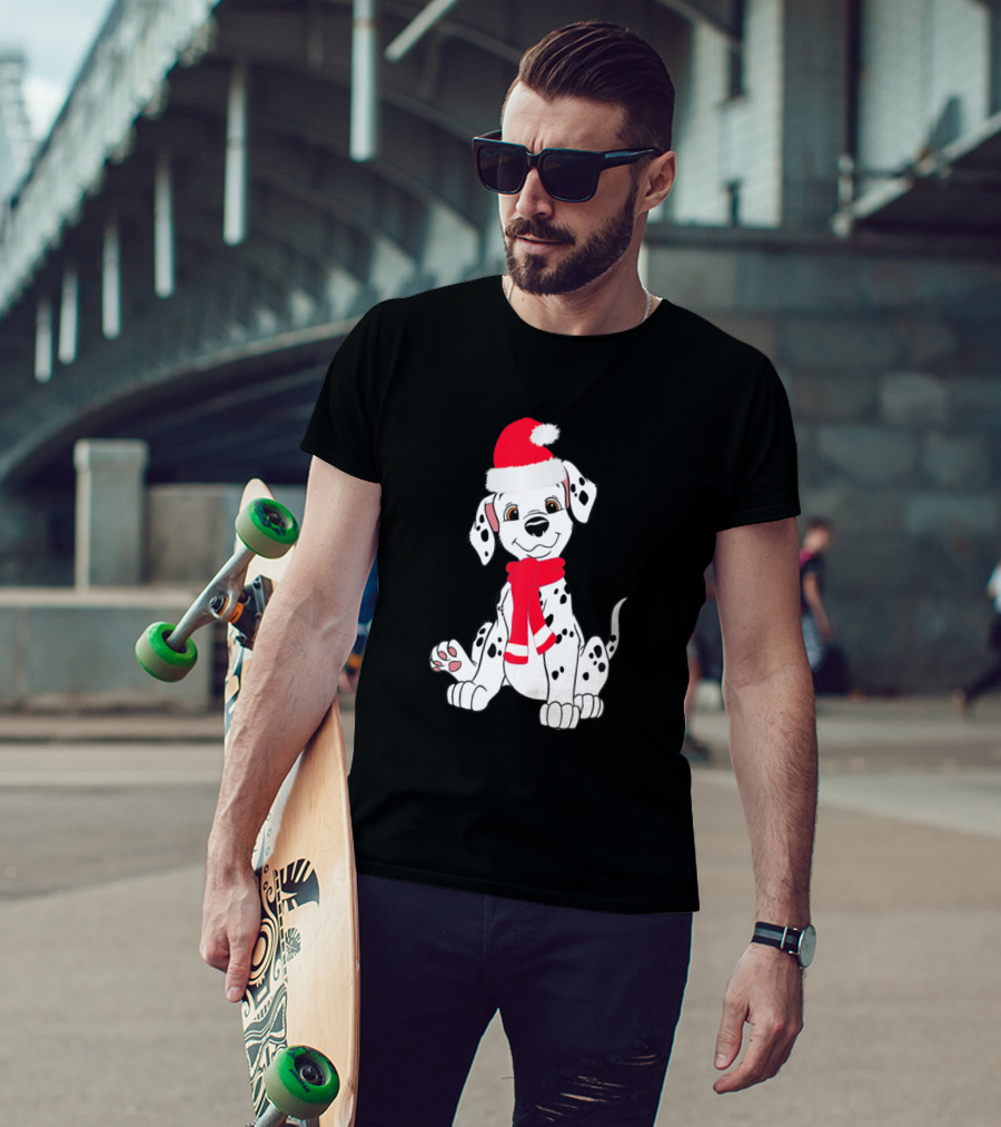 Dalmatian Dog Santa Claus Hat Christmas Dog Lover Chris T-Shirt