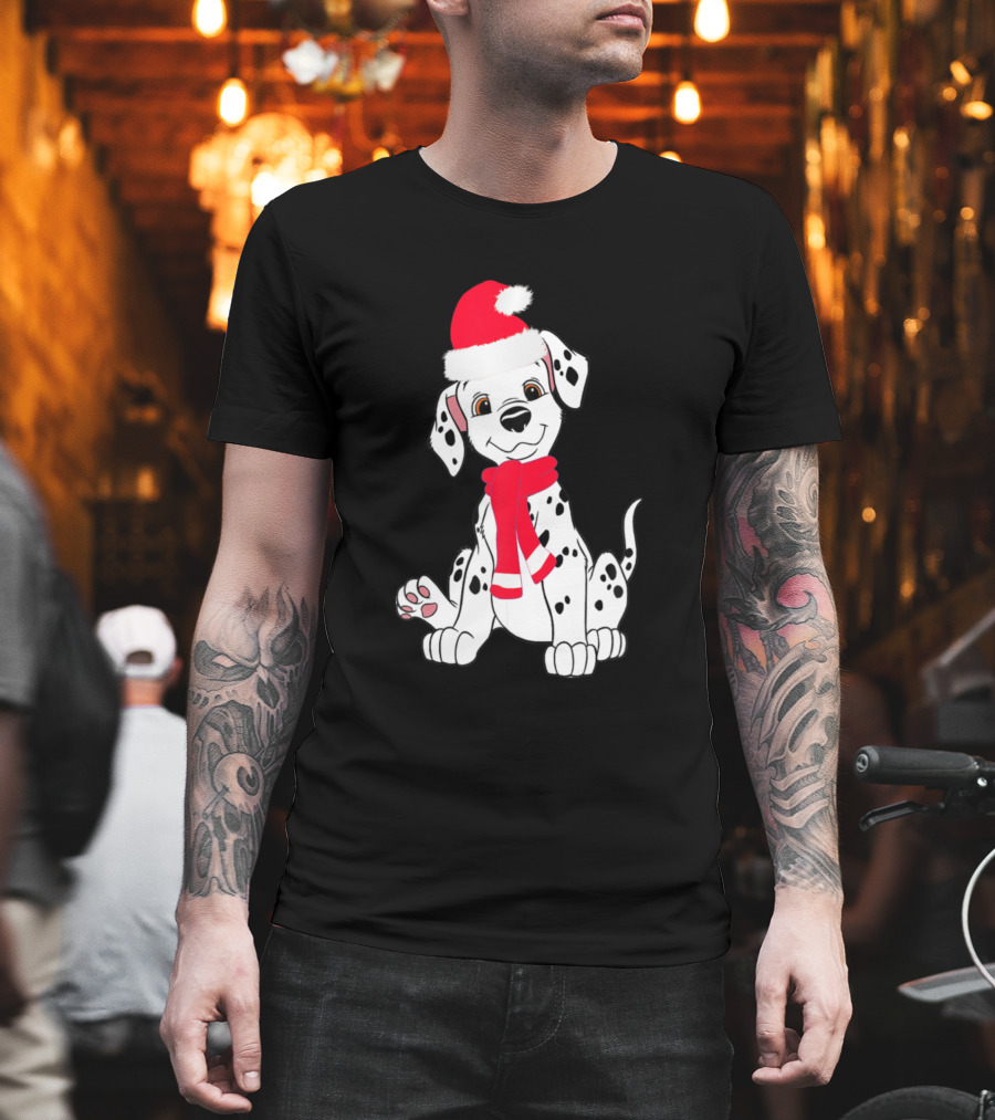 Dalmatian Dog Santa Claus Hat Christmas Dog Lover Chris T-Shirt