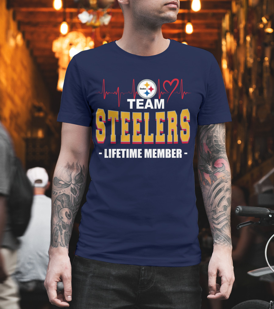 Team Steelers Lifetime Member Pittsburgh Steelers Heartbeat T-Shirt