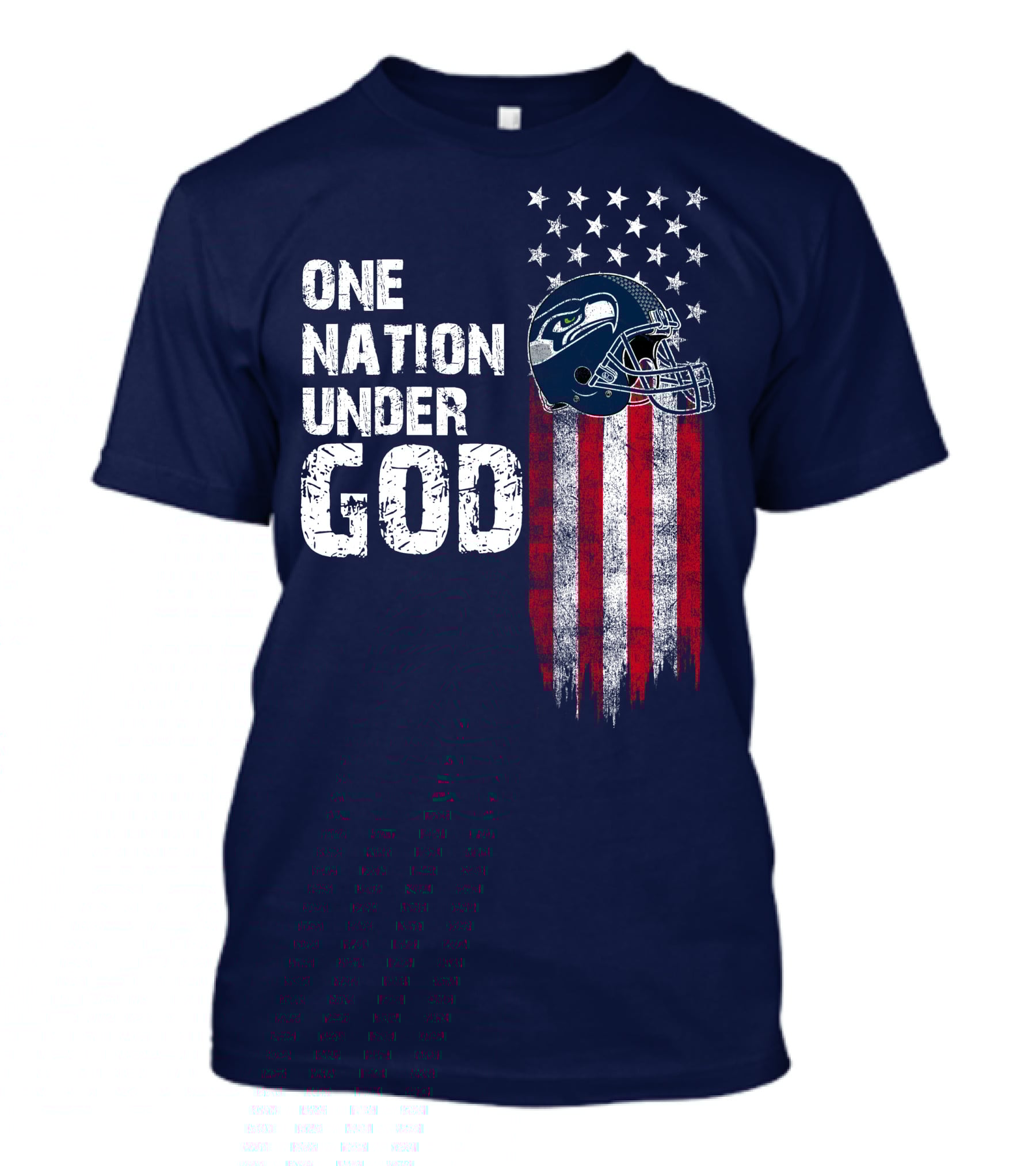 One Nation Under God Seattle Seahawks Flag Helmet Stars Stripes T-Shirt