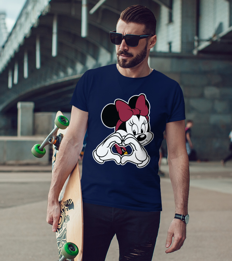 Minnie Mouse Heart Hands Arizona Cardinals T-Shirt