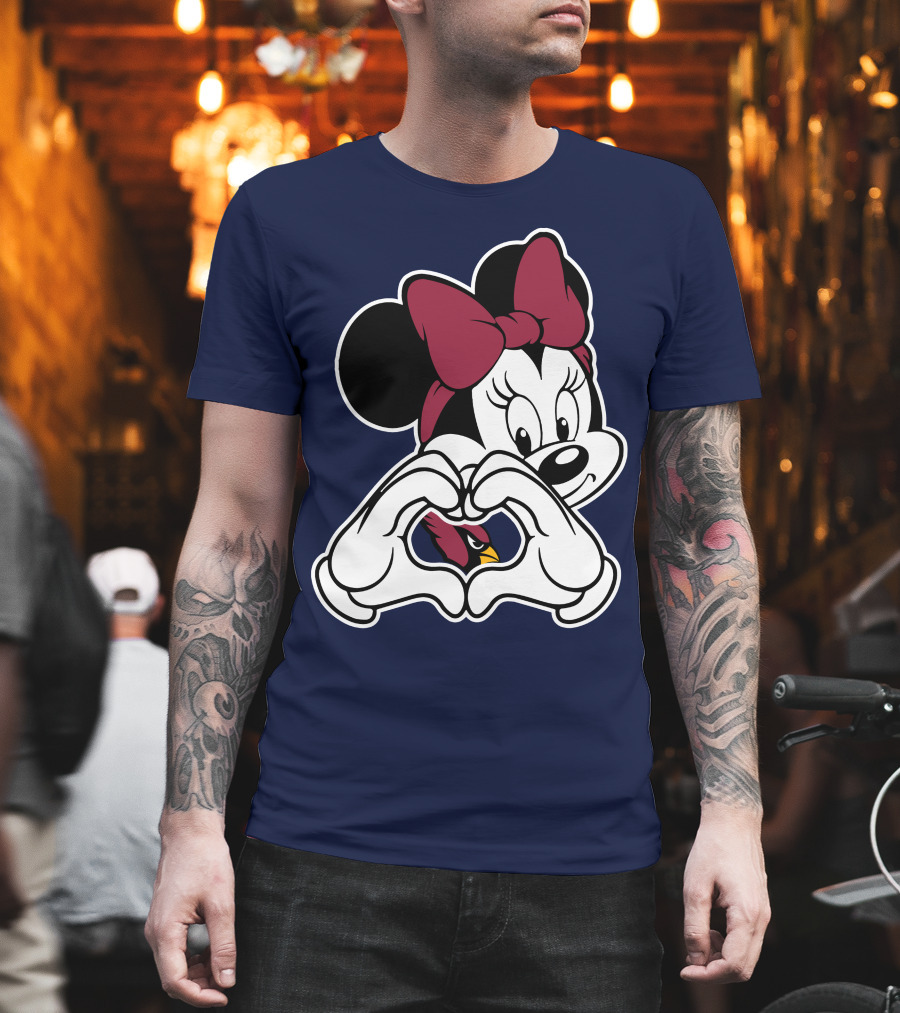 Minnie Mouse Heart Hands Arizona Cardinals T-Shirt