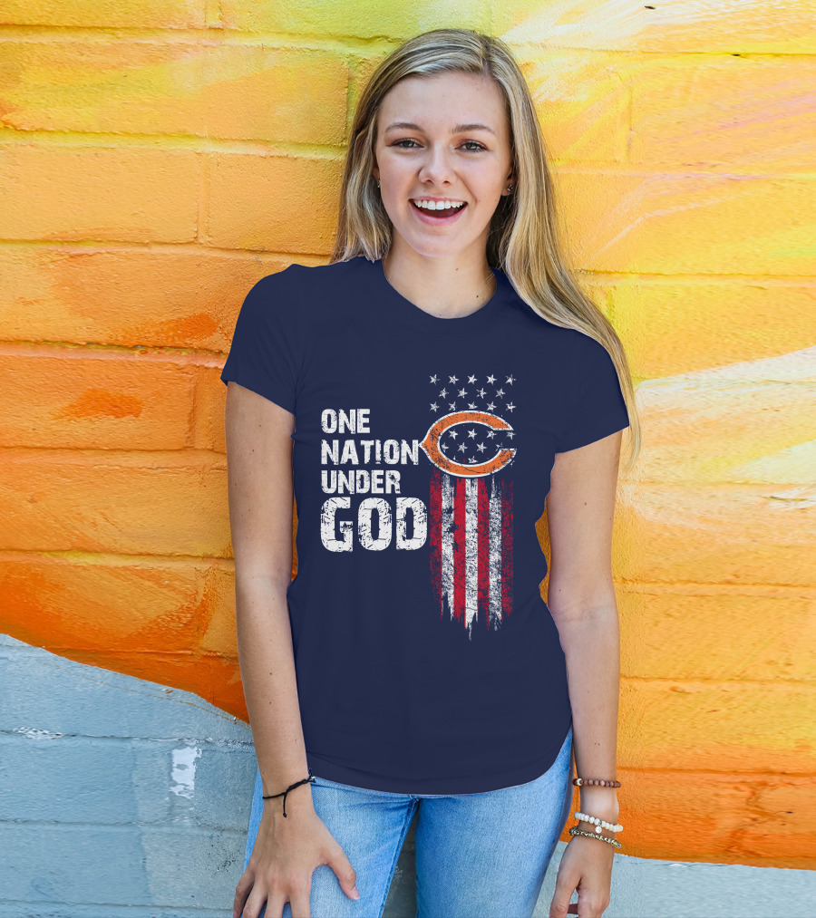 One Nation Under God Chicago Bears American Flag T-Shirt