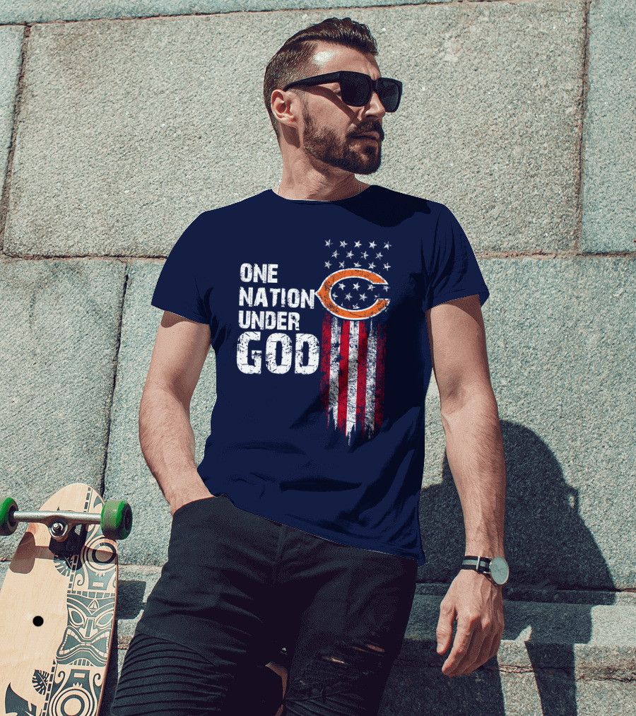 One Nation Under God Chicago Bears American Flag T-Shirt