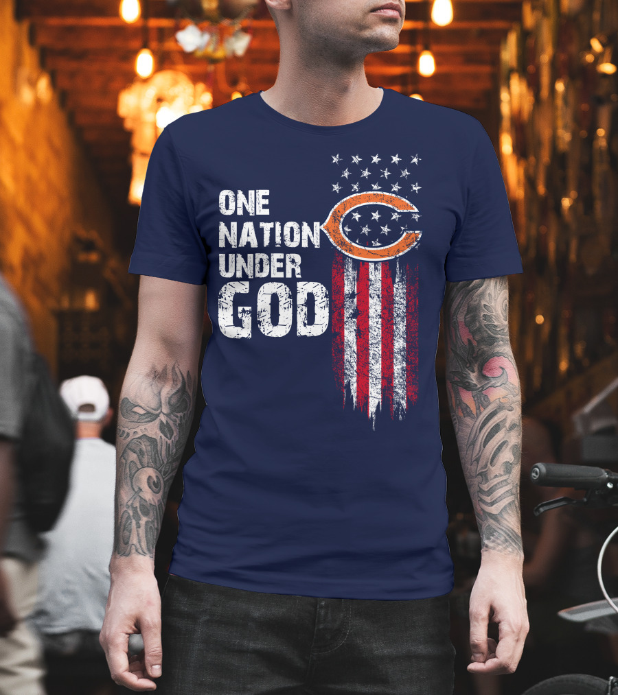 One Nation Under God Chicago Bears American Flag T-Shirt