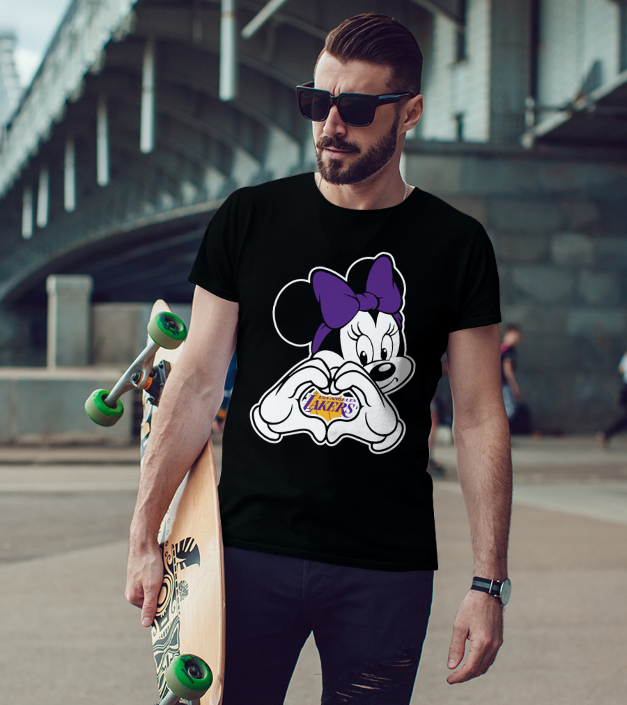 Los Angeles Lakers Minnie Mouse Heart Hands T-Shirt