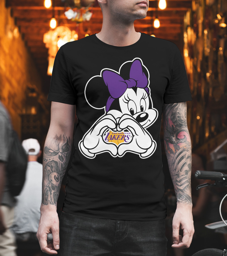 Los Angeles Lakers Minnie Mouse Heart Hands T-Shirt
