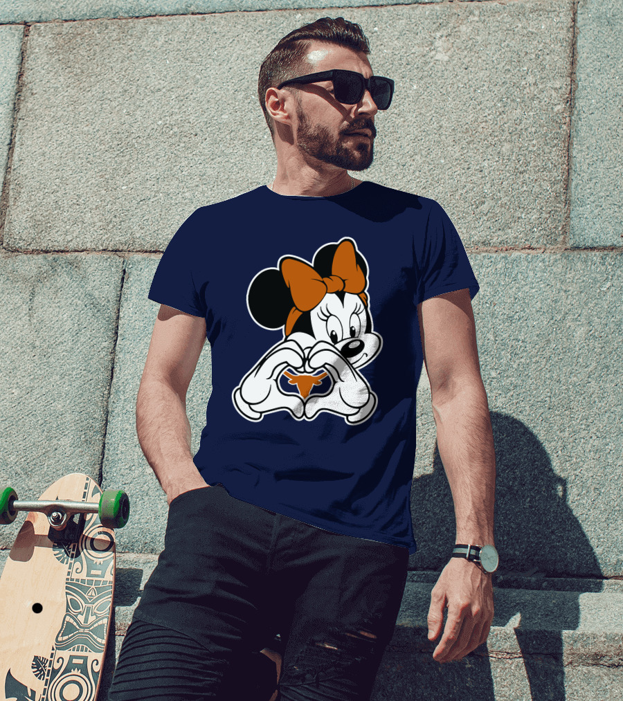 Texas Longhorns Minnie Mouse Heart Hands T-Shirt