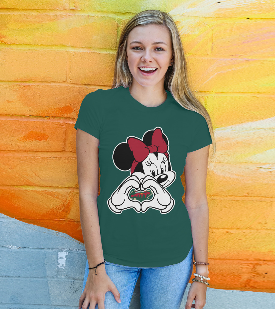 Minnie Heart Minnesota Wild Logo T-Shirt