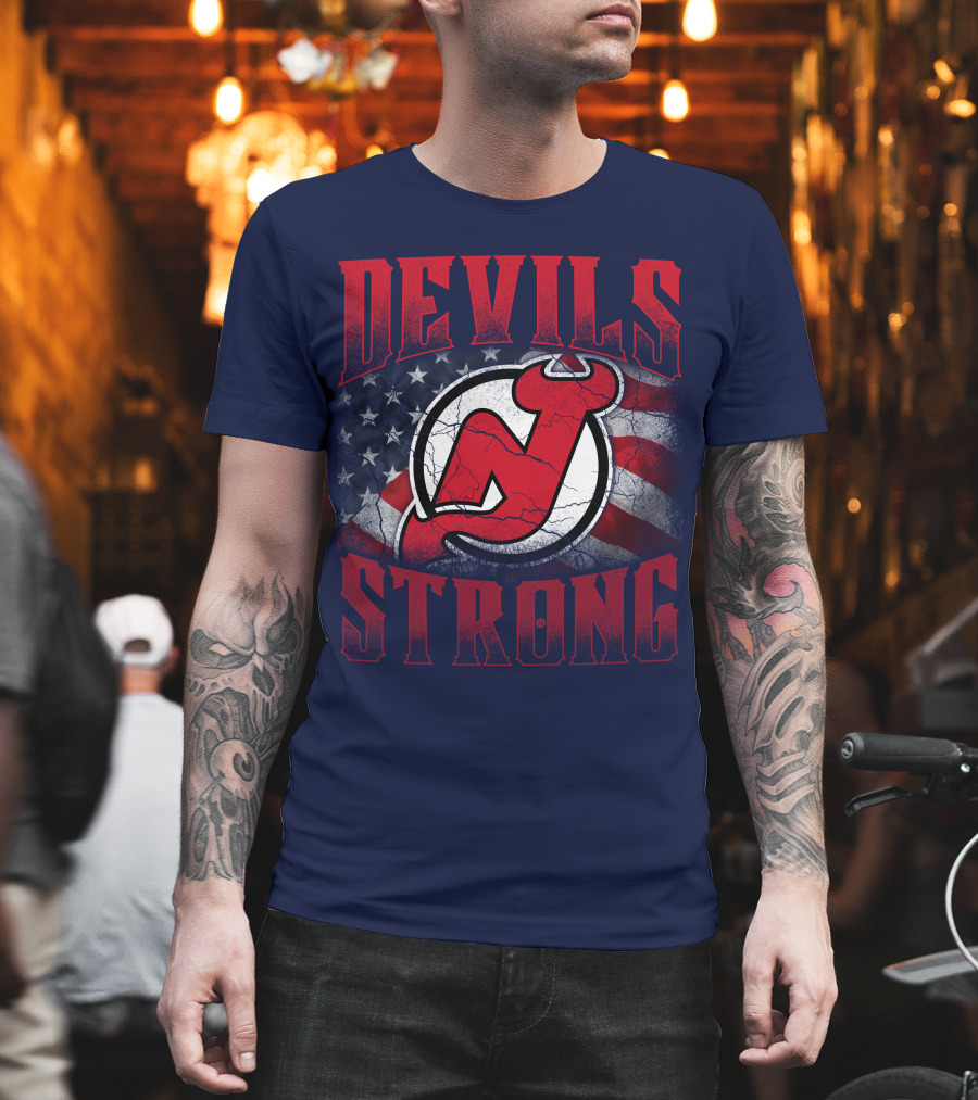 New Jersey Devils Strong Usa Flag T-Shirt