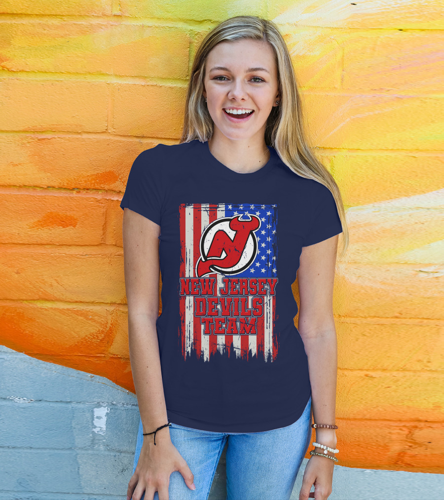 New Jersey Devils Team American Flag T-Shirt