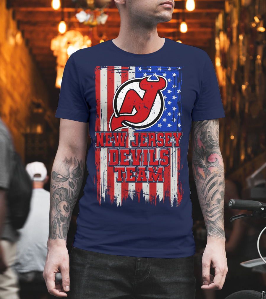 New Jersey Devils Team American Flag T-Shirt