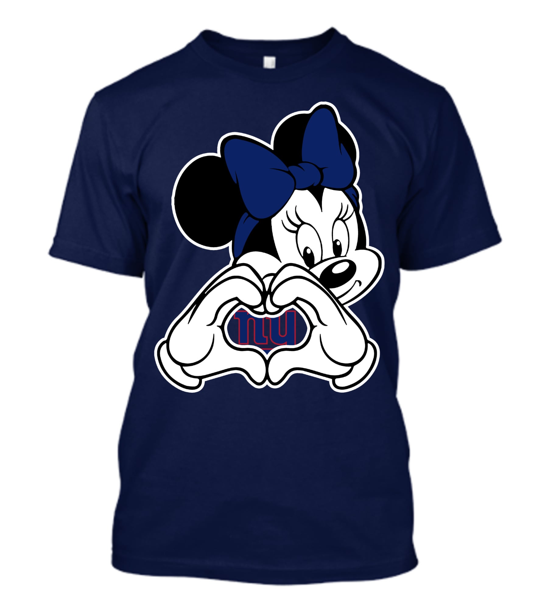Minnie Mouse Heart Hands New York Giants Nfl Collaboration T-Shirt