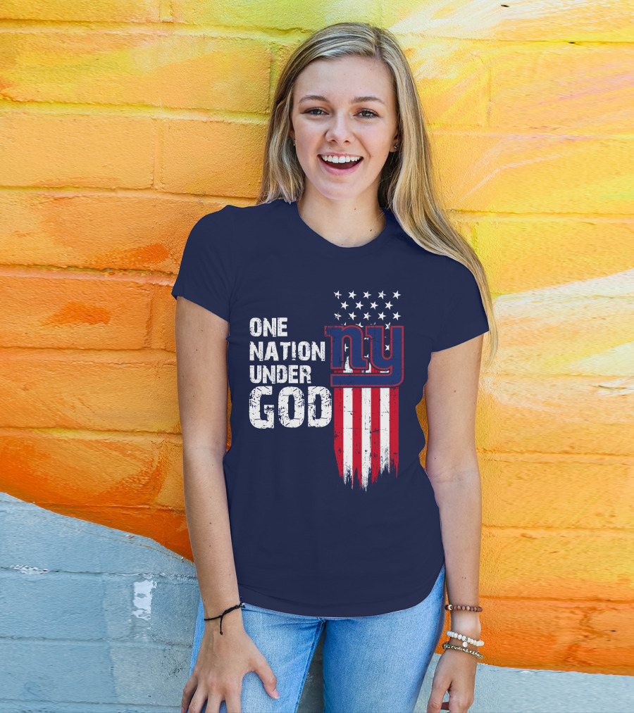 One Nation Under God Ny American Flag Design New York Giants T-Shirt