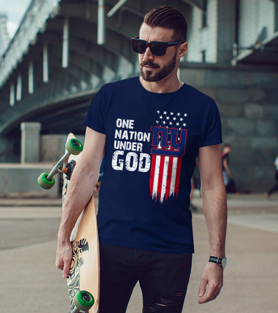 One Nation Under God Ny American Flag Design New York Giants T-Shirt