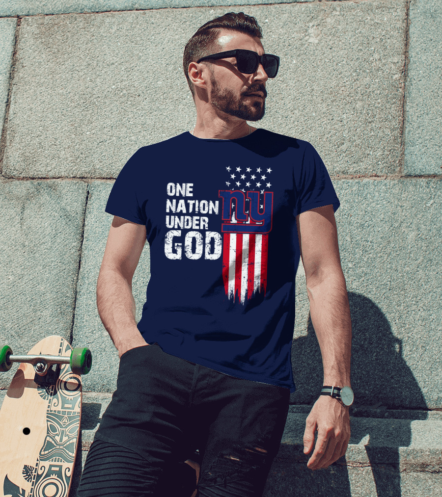 One Nation Under God Ny American Flag Design New York Giants T-Shirt