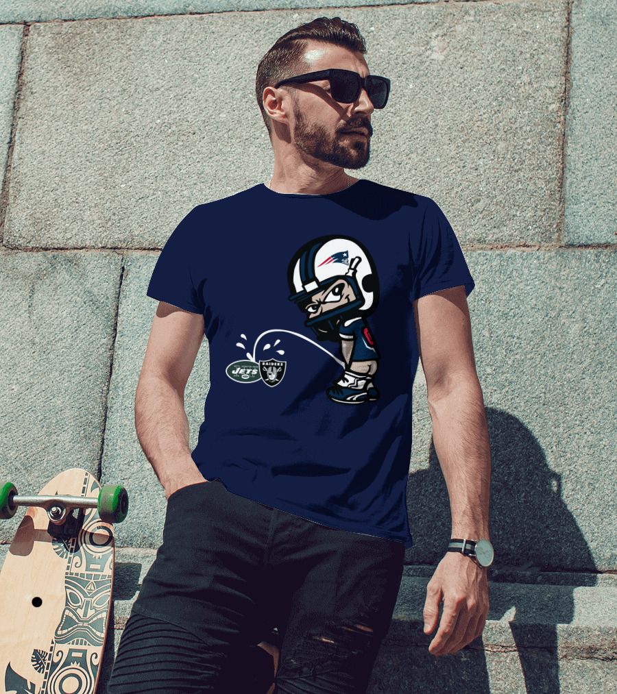 New England Patriots Jets Raiders Rivalry Cartoon T-Shirt