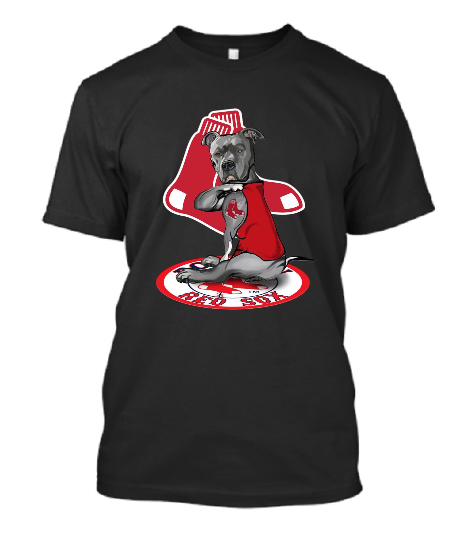 Boston Red Sox Dog Illustration With Team T-Shirt