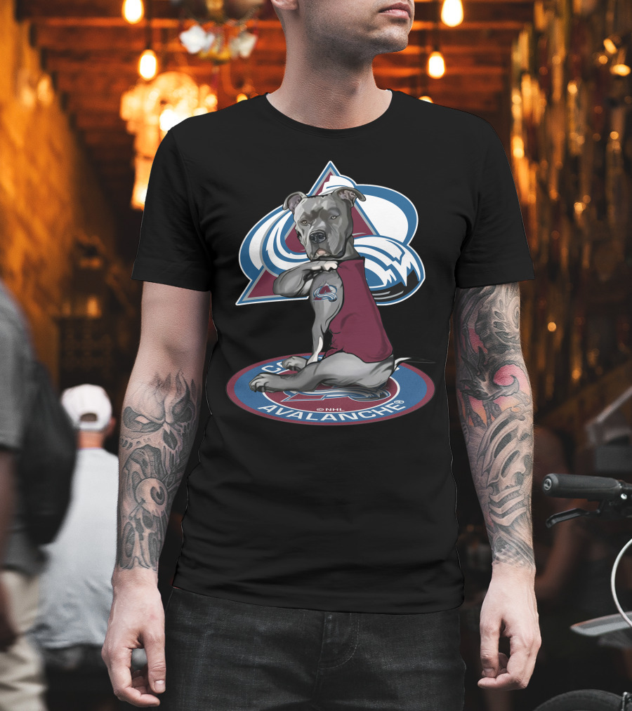 Colorado Avalanche Dog With Team Logo Tattoo And Jersey Nhl T-Shirt