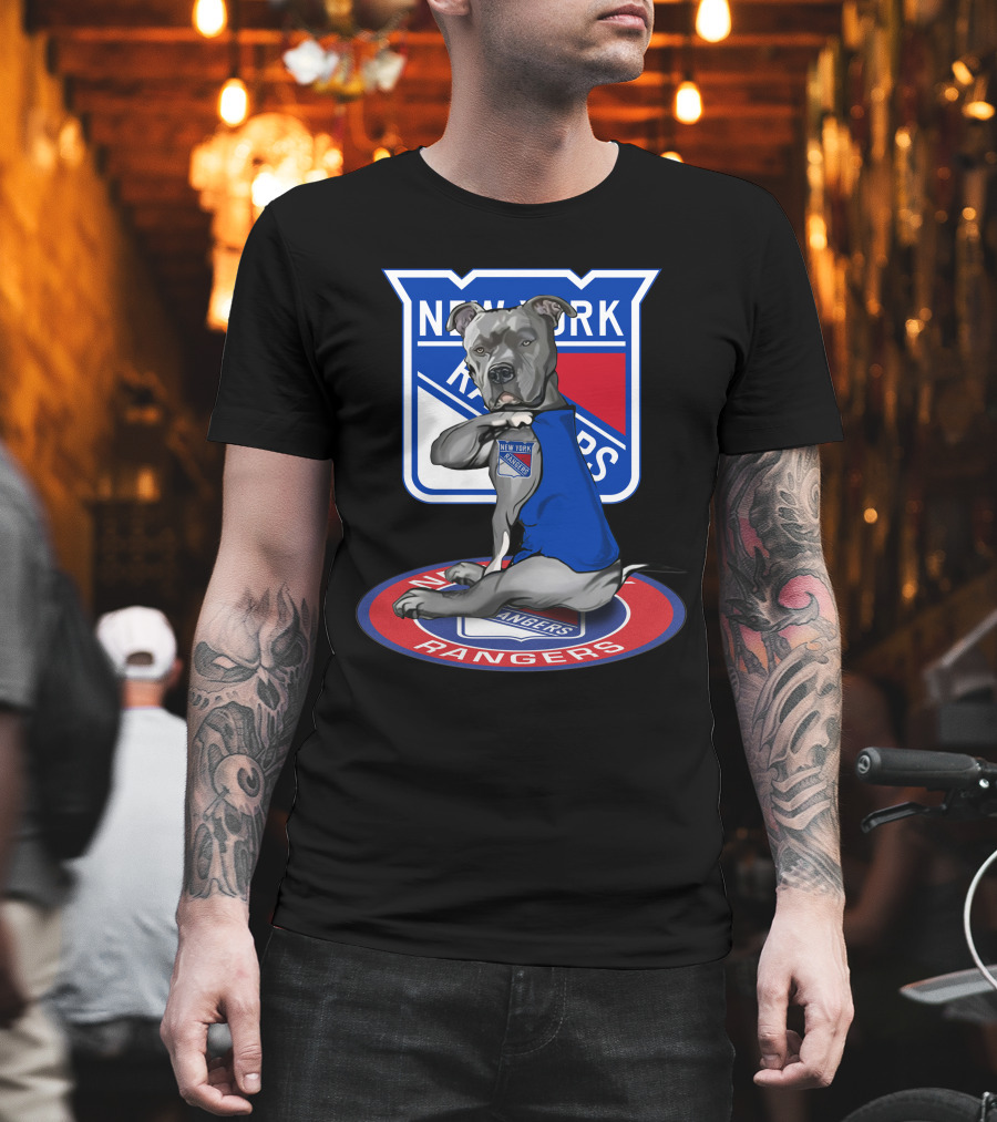 New York Rangers Dog Wearing Blue Jersey T-Shirt