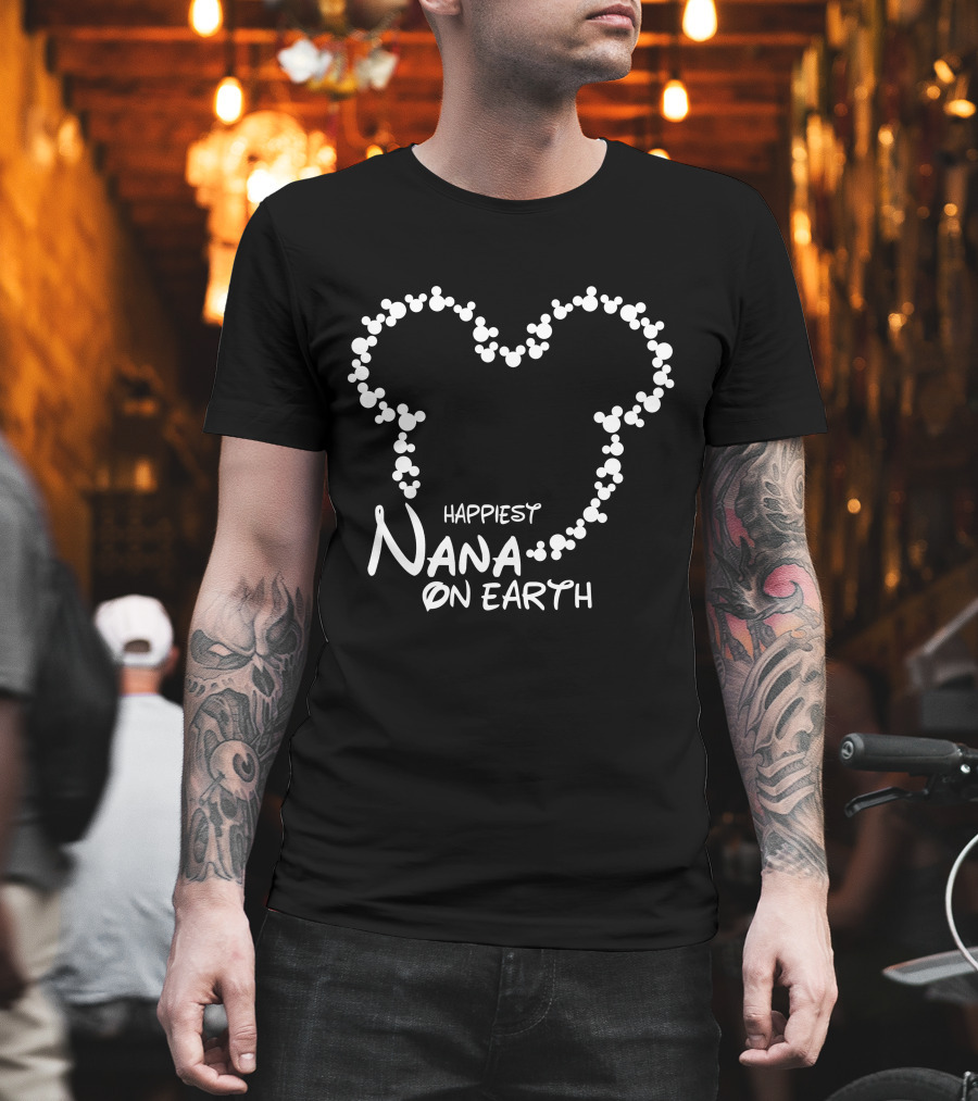 Happiest Nana On Earth Disney Mickey Mouse Ears Heart T-Shirt