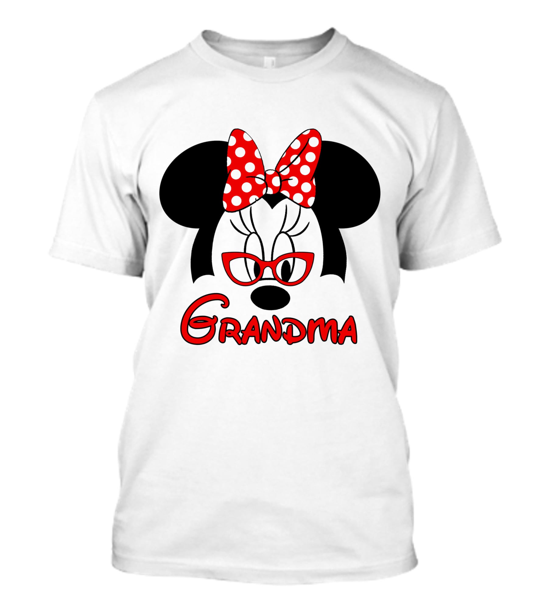 Minnie Grandma Polka Dot Bow Red Glasses T-Shirt