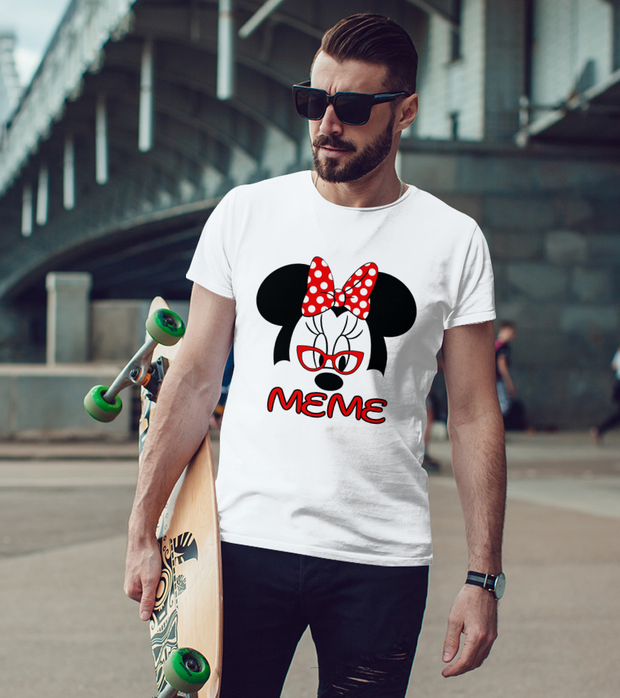 Minnie Meme Red Glasses Bow Dots T-Shirt