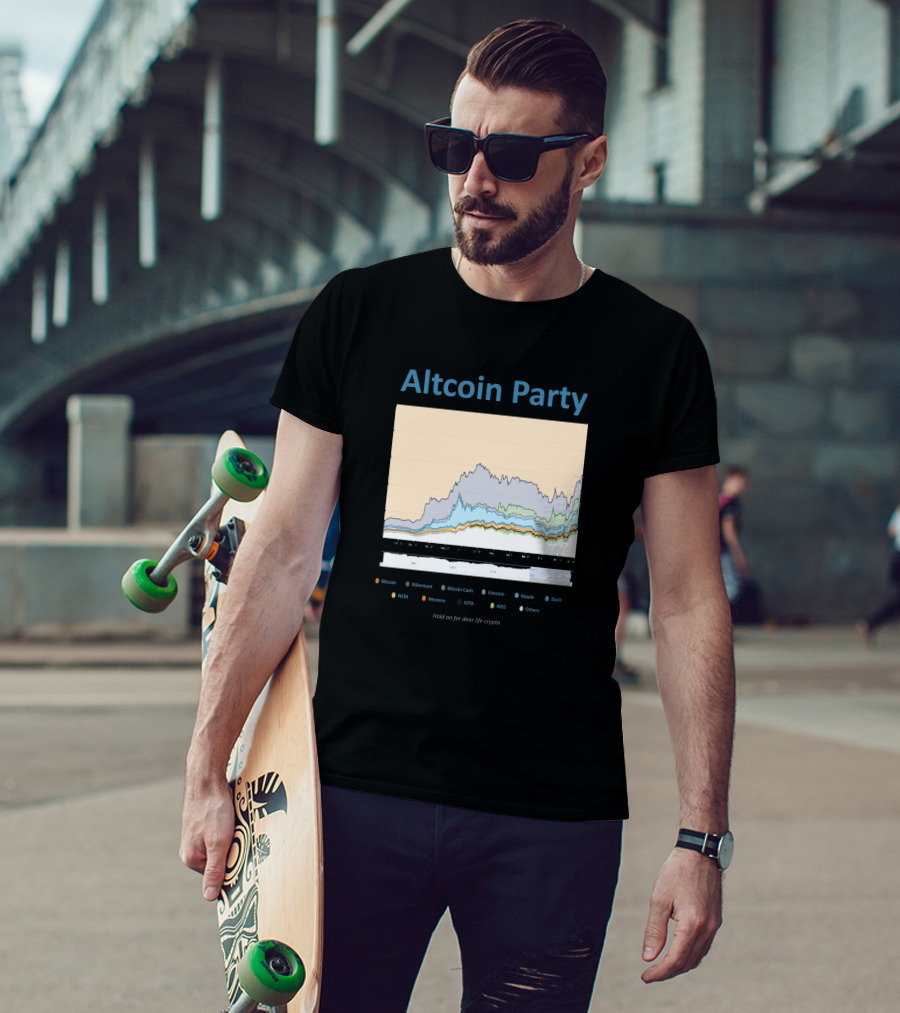 Altcoin Party Hold On For Dear Life Crypto Chart Featuring Bitcoin Ethereum Ripple NEO T-Shirt