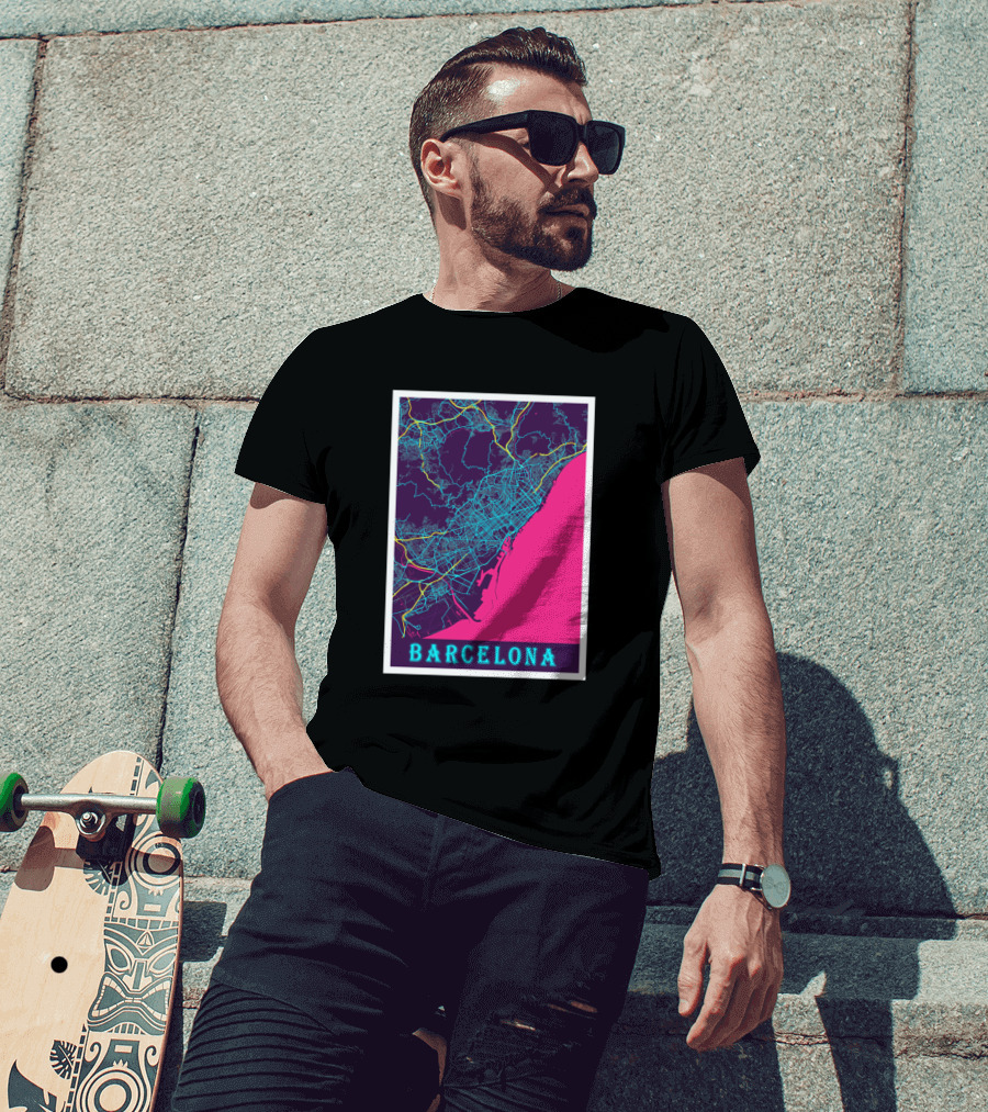 Barcelona Neon City Map 1670368 T-Shirt