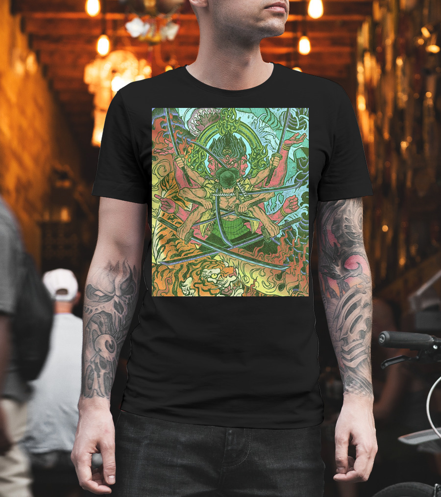 One Piece Roronoa Zoro Asura Concept Colors of Fury T-Shirt