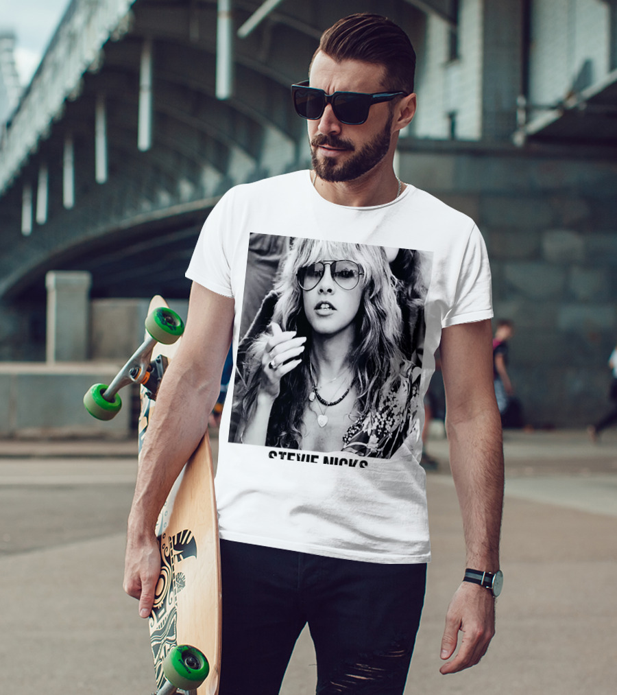 Stevie Nicks Black And White Portrait T-Shirt