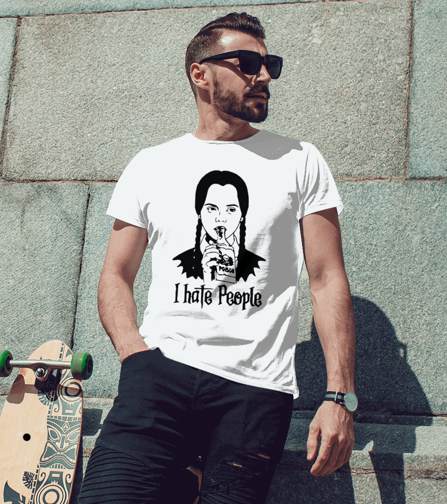 I Hate People Wednesday Addams Holding Poison Flask T-Shirt