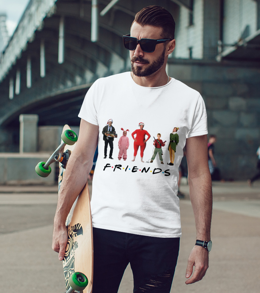 Friends Christmas Santa Bunny Pajamas Elf BB Gun T-Shirt