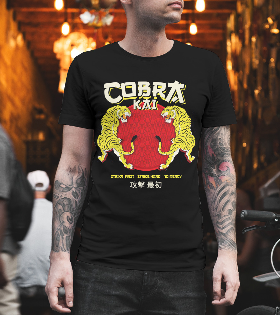 Cobra Kai Strike First Strike Hard No Mercy Japanese Tiger T-Shirt