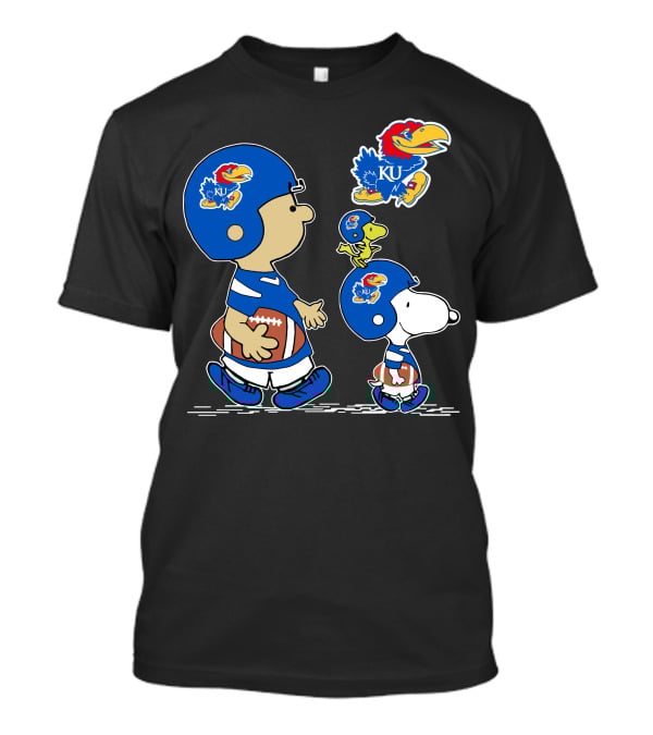 Kansas Jayhawks KU Football Peanuts Characters T-Shirt