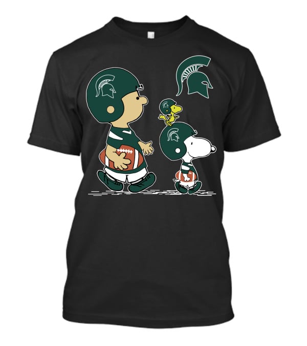 Michigan State Spartans Football Characters In Green Helmets T-Shirt