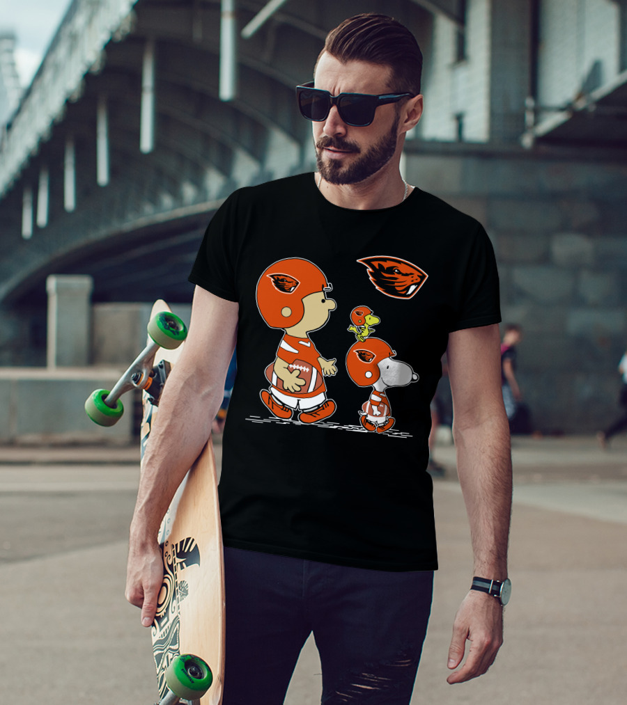 Oregon State Beavers Cartoon Characters Football Helmets T-Shirt