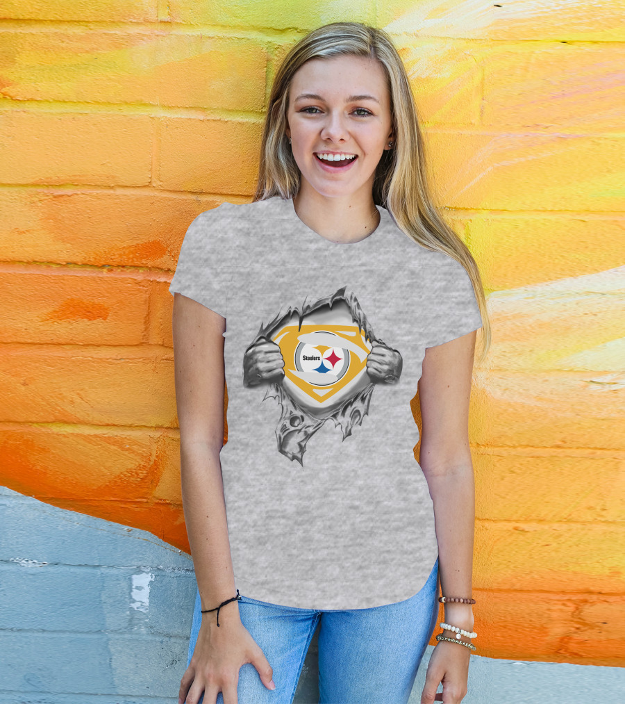Steelers Logo Superhero Chest Reveal T-Shirt