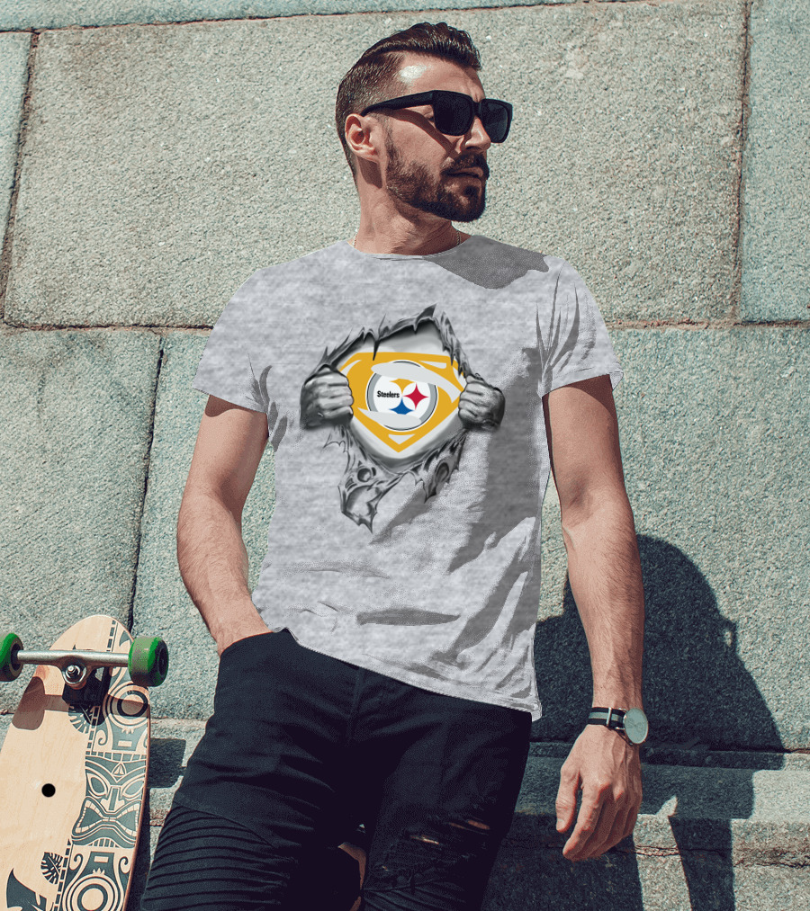 Steelers Logo Superhero Chest Reveal T-Shirt