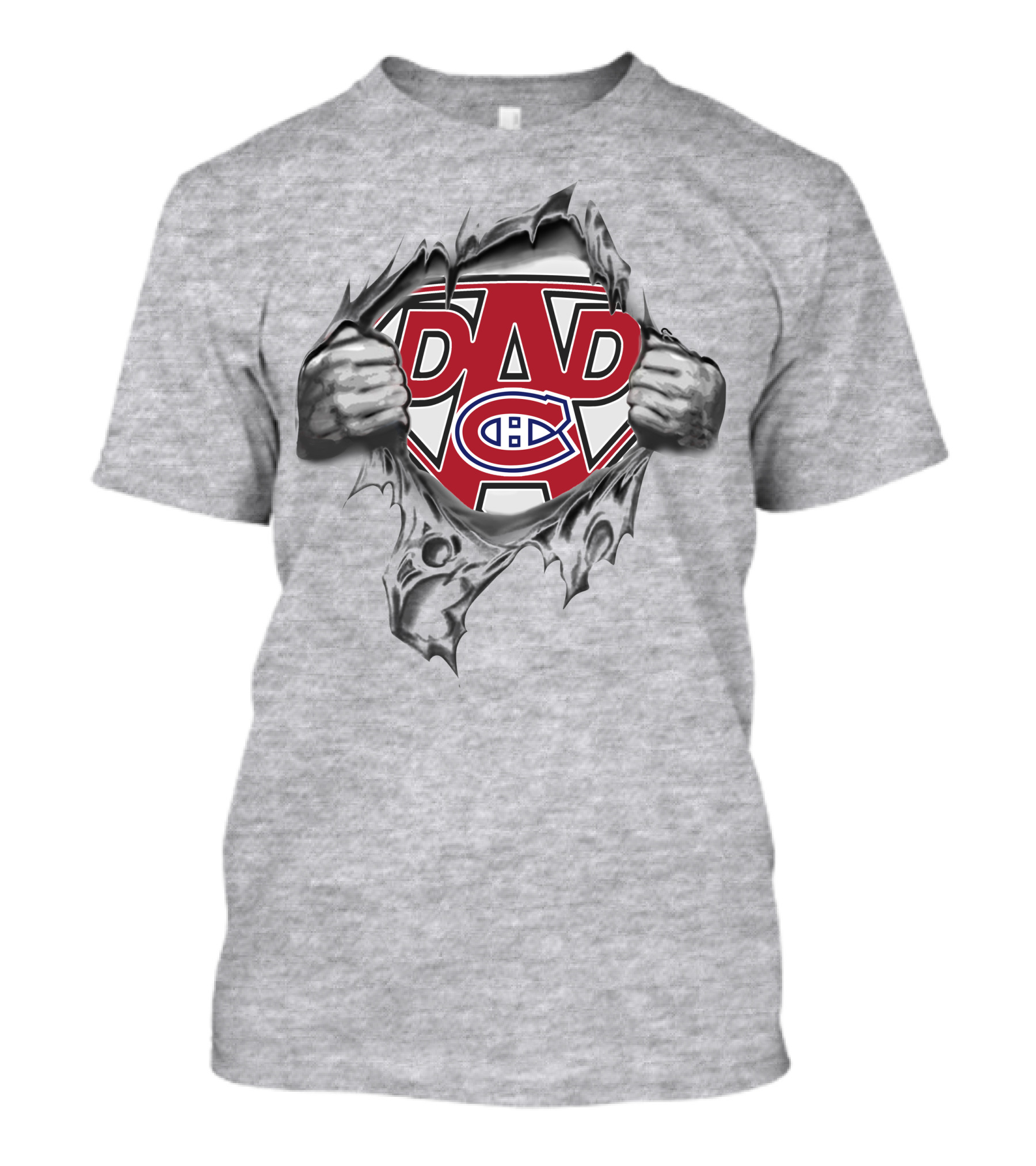 Canadiens Super Dad Logo With Hands Tearing Fabric T-Shirt