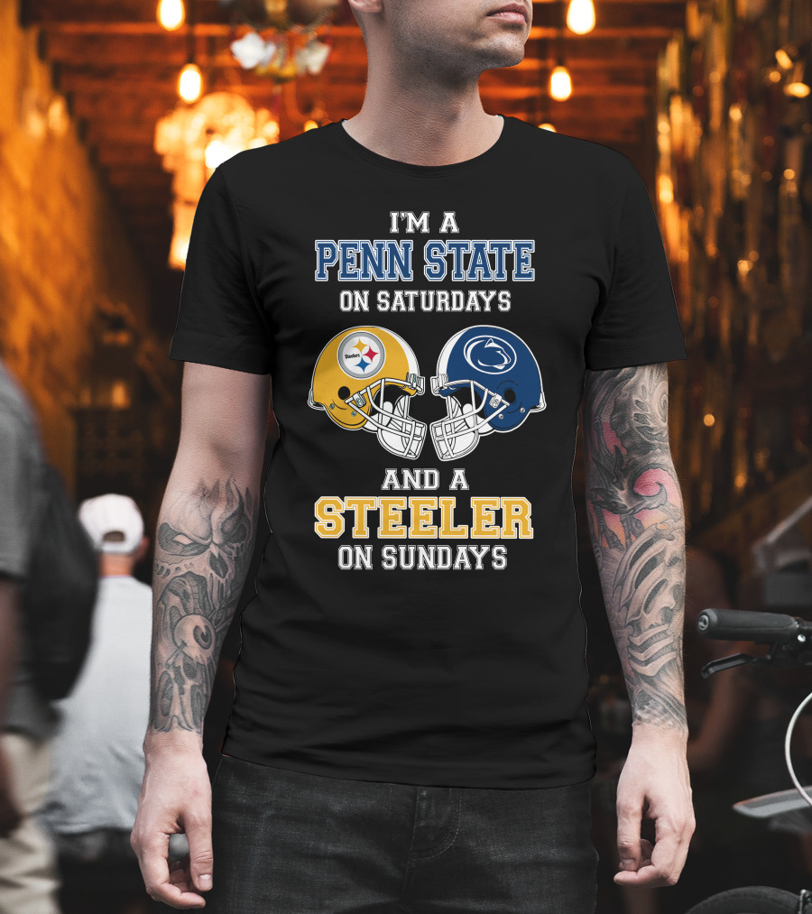 Penn State Saturdays Steelers Sundays Football Helmets T-Shirt