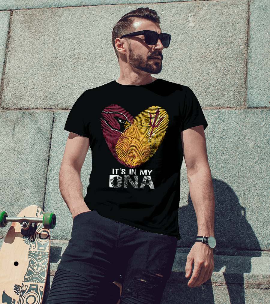 Arizona Cardinals Arizona State It's In My Dna Fingerprint Heart T-Shirt