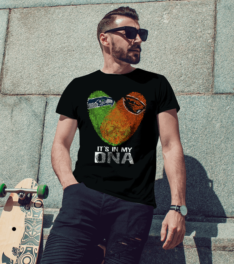 Seahawks Beavers It's In My DNA Heart Fingerprint T-Shirt