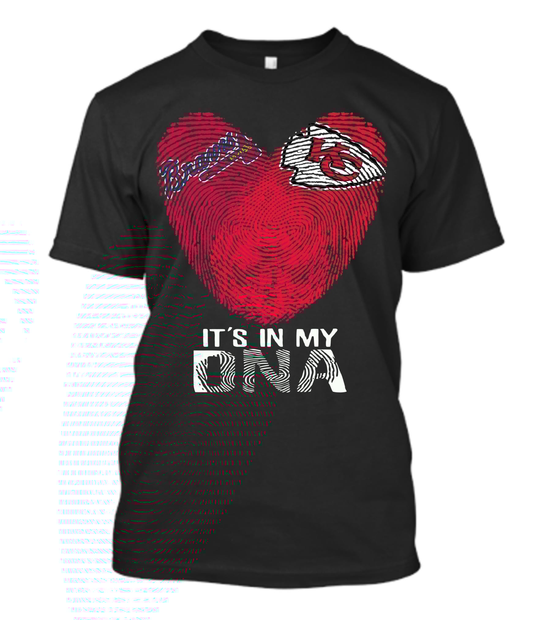 Atlanta Braves Chiefs Fingerprint Heart It's In My Dna T-Shirt