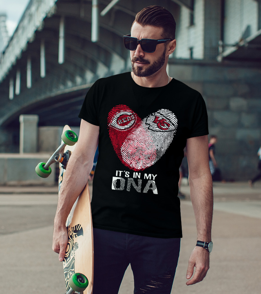 Cincinnati Reds Chiefs It's In My DNA Fingerprint Heart T-Shirt