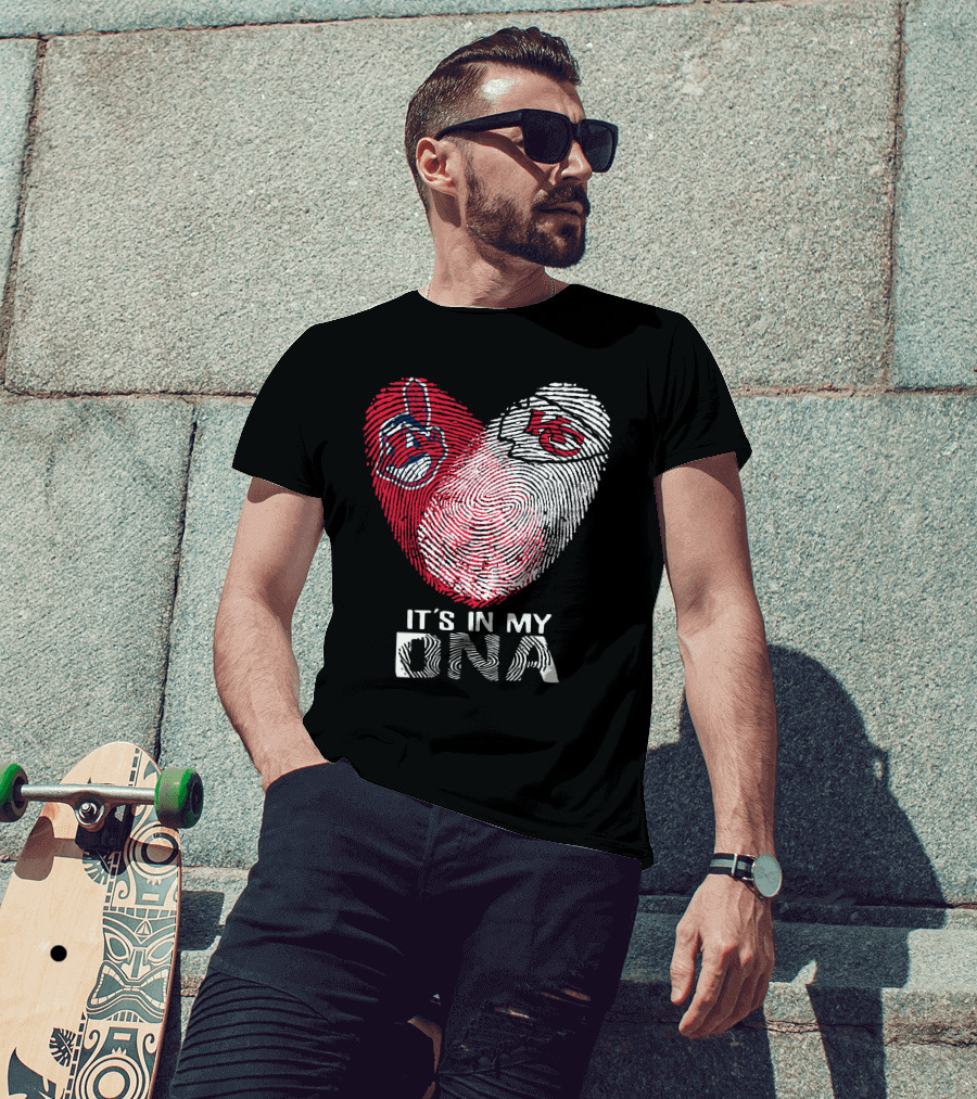 It's In My DNA Cleveland Indians Chiefs Fingerprint Heart T-Shirt