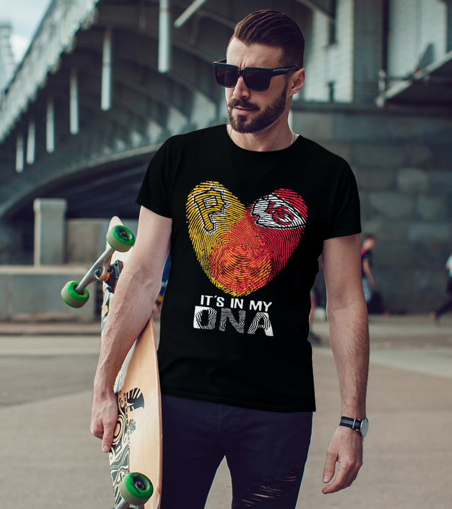 Pittsburgh Pirates Kc Chiefs It's In My Dna Fingerprint Heart T-Shirt