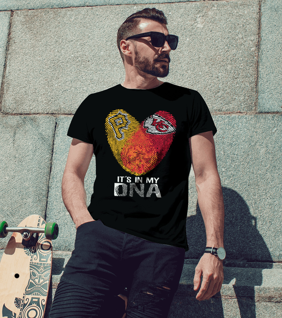 Pittsburgh Pirates Kc Chiefs It's In My Dna Fingerprint Heart T-Shirt