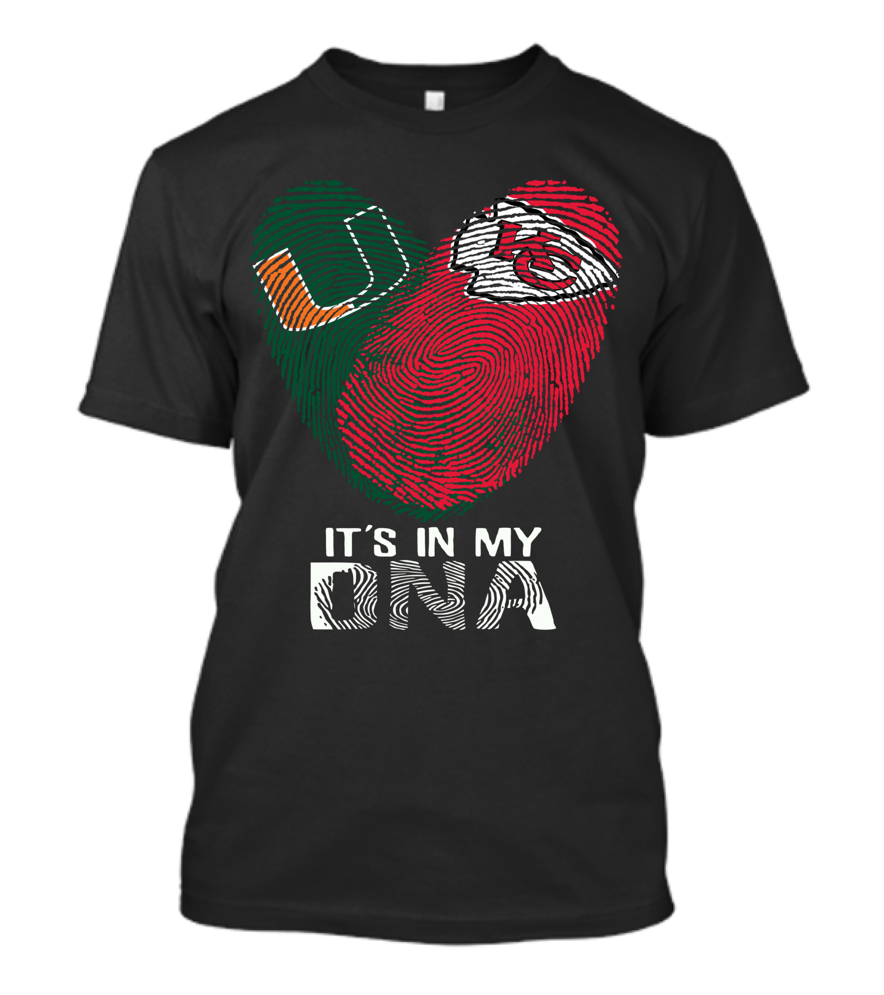 Miami Hurricanes Kansas City Chiefs It's In My Dna Fingerprint T-Shirt