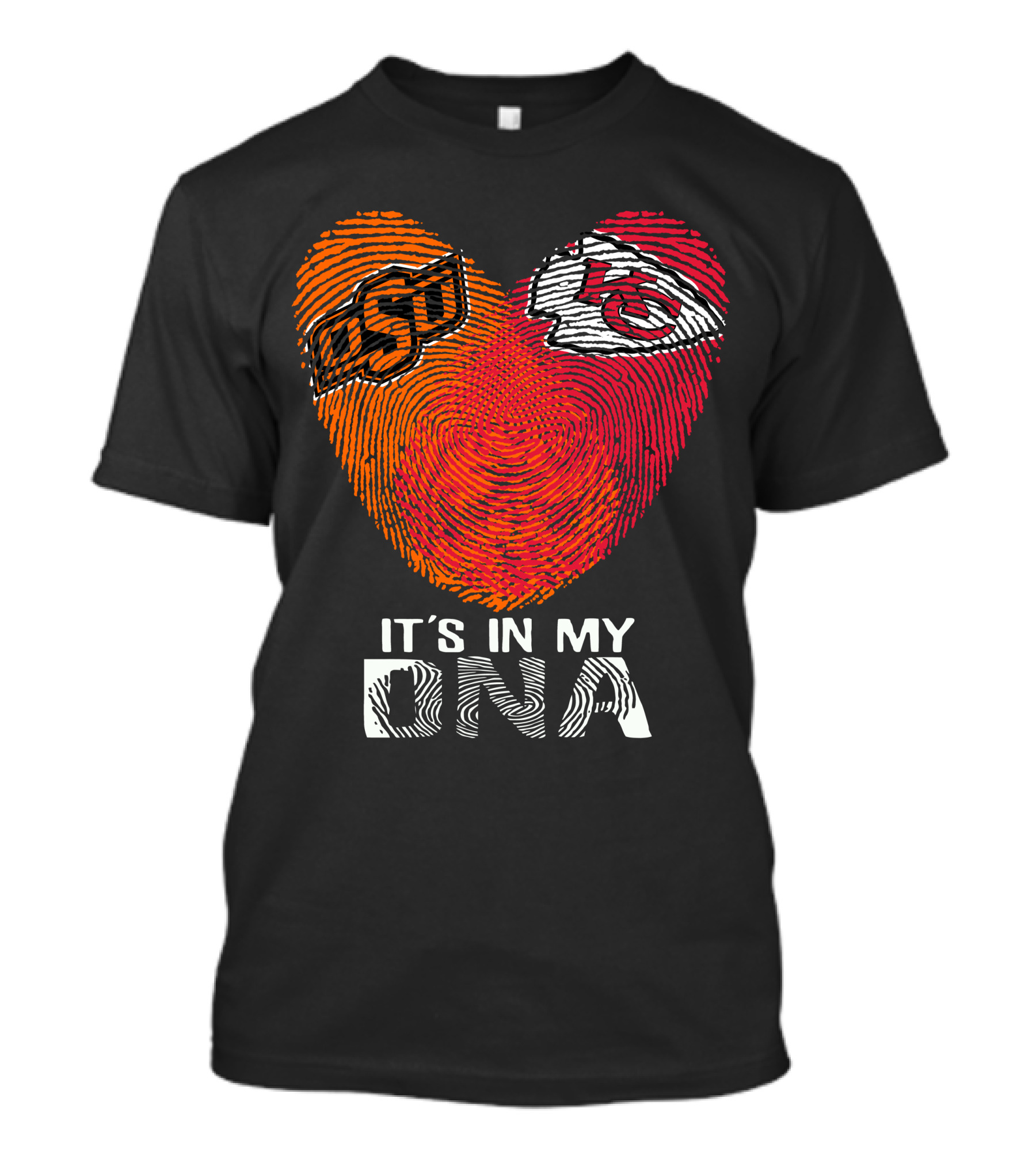 Oklahoma State Osu And Kansas City Chiefs It's In My Dna Fingerprint Heart T-Shirt